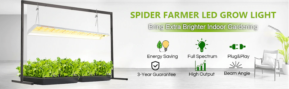 Spider Farmer Canada SF600 74W Newest Version Full Spectrum LED Grow Light For Veg