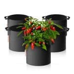 5-pack 38L (10 US gallon) grow bags Heavy Duty 300G Thickened Nonwoven Plant Fabric Pots with Handles