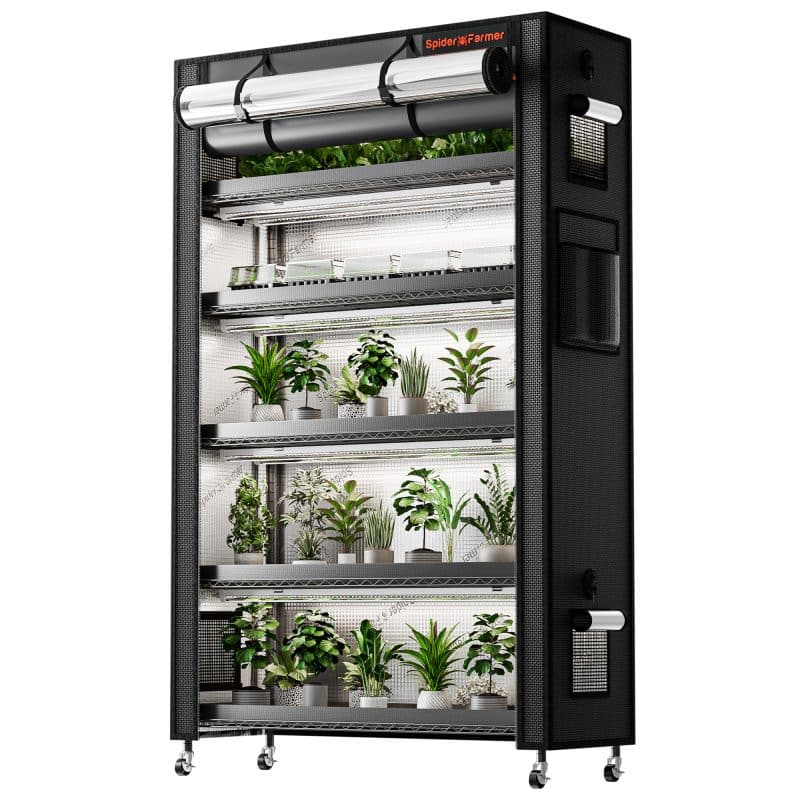 Pre-order | 2026 Newest Version Spider Farmer 6 Tier Plant Stand With Grow Lights 220W , Plant Shelf with 1680D Grow Tent for Indoor Plant and Greenhouse