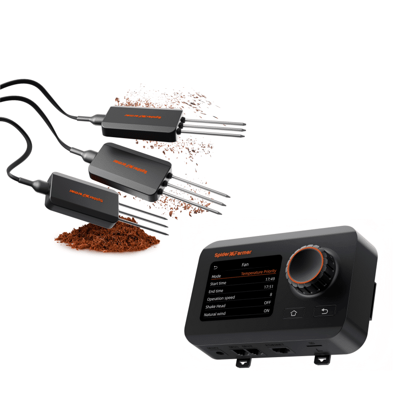 2025 Spider Farmer 3 Pcs GGS 3-in-1 Soil Sensor Pro + GGS Controller Kit | Accurate Drip Irrigation Control, Monitoring Real-Time Soil Data,Smart Control via APP and Controller